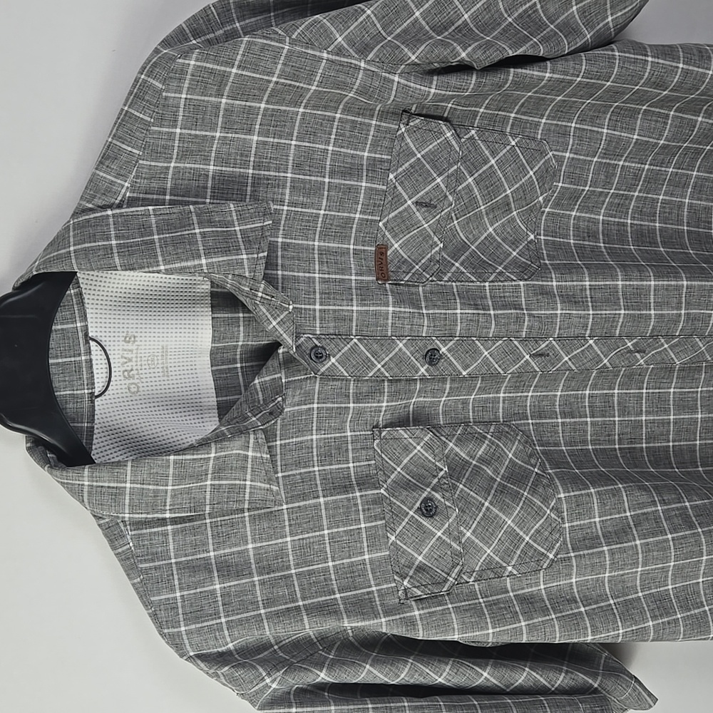 Orvis Gray Button Down Short Sleeve Shirt Men's Sz XXL Outdoor, Adventure - Picture 2 of 10